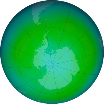 Antarctic ozone map for 1987-01